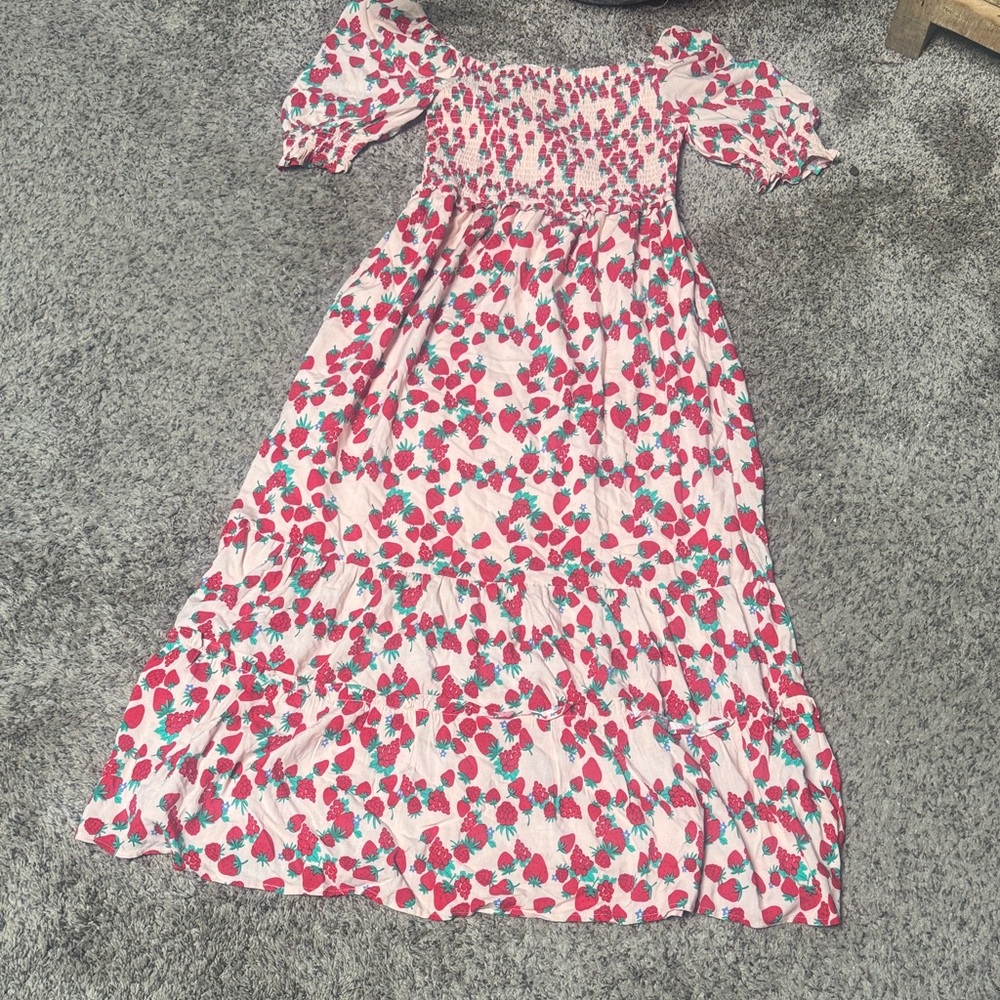 Betsey Johnson Pink Strawberry-Print Maxi Dress